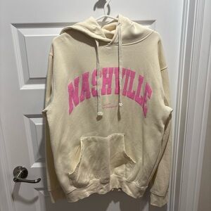 Cream Hoodie with Pink Nashville Print